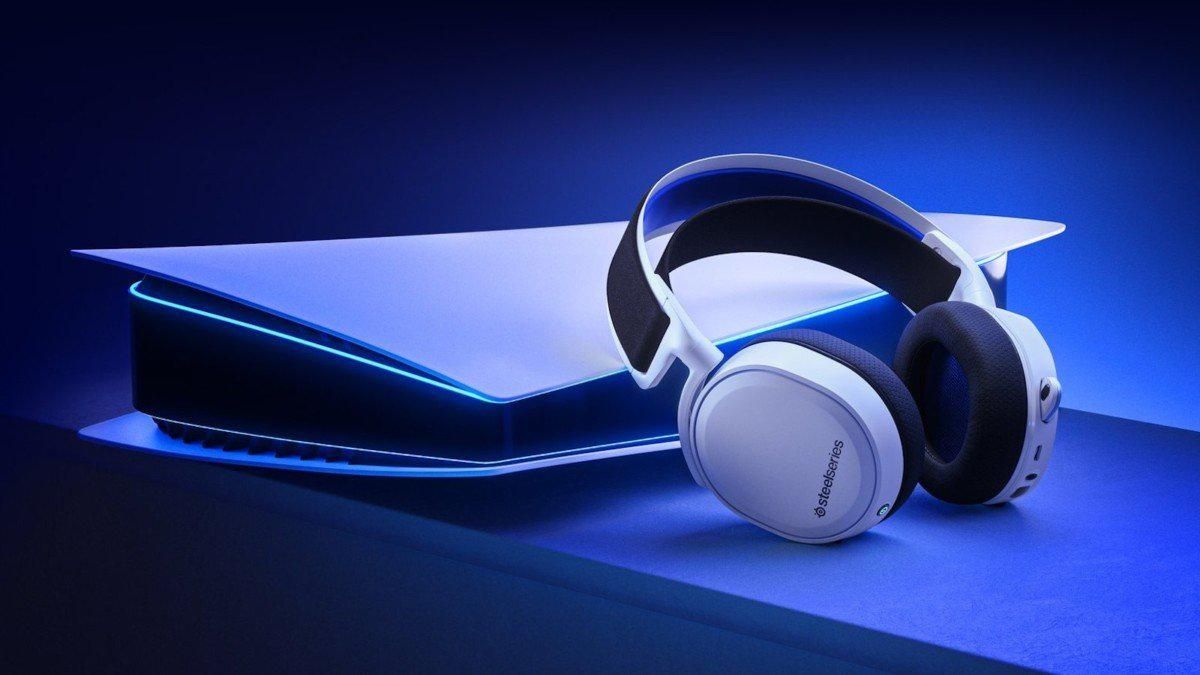 SteelSeries Headphones On Top Of A Playstation 5
