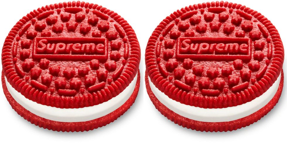 Red Oreos with the Supreme Logo